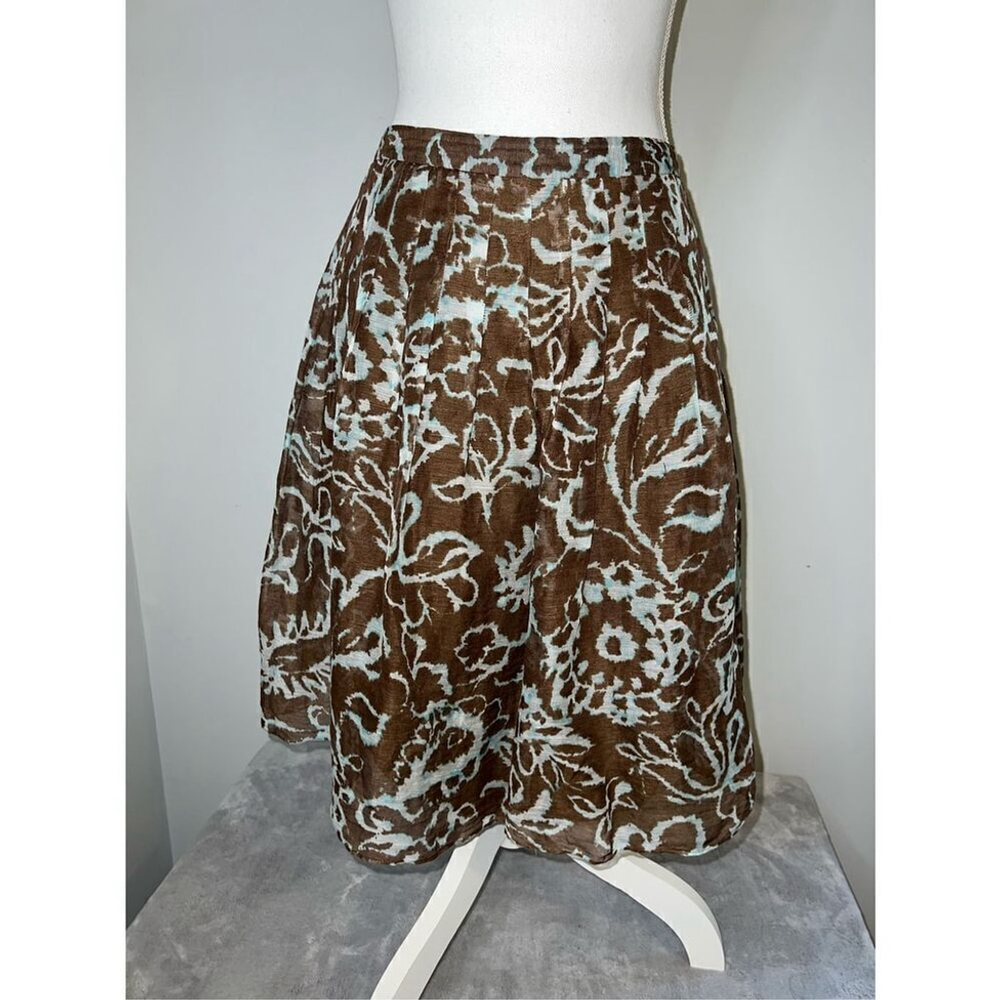 Artsy Vintage Linen/Silk Mini/Midi Skirt 8 Floral